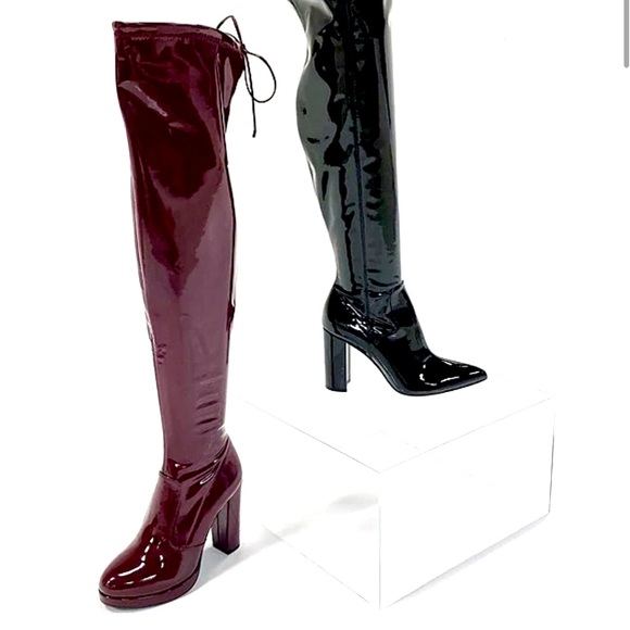 New GB Get-Real Patent Platform Over-The-Knee Block Heel Boots - Picture 1 of 11